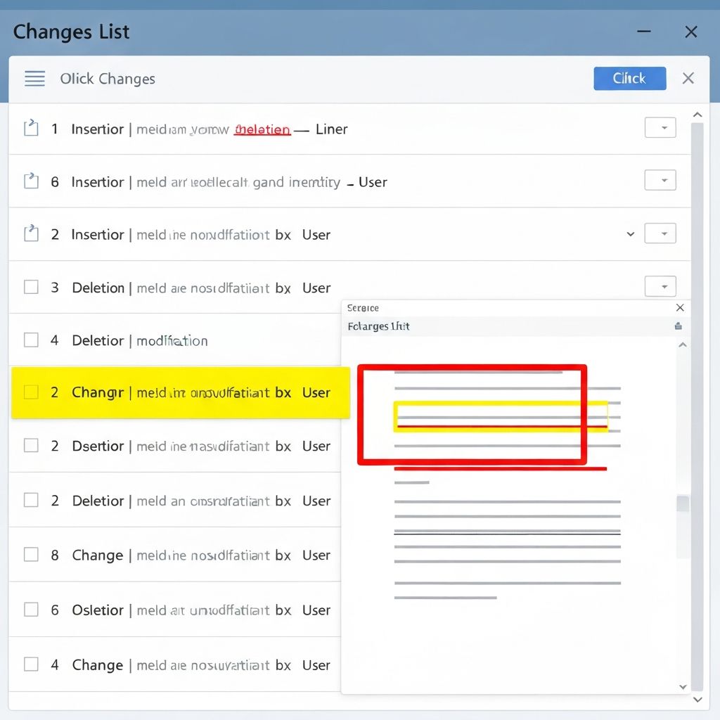 Changes list - Navigate to any change in document