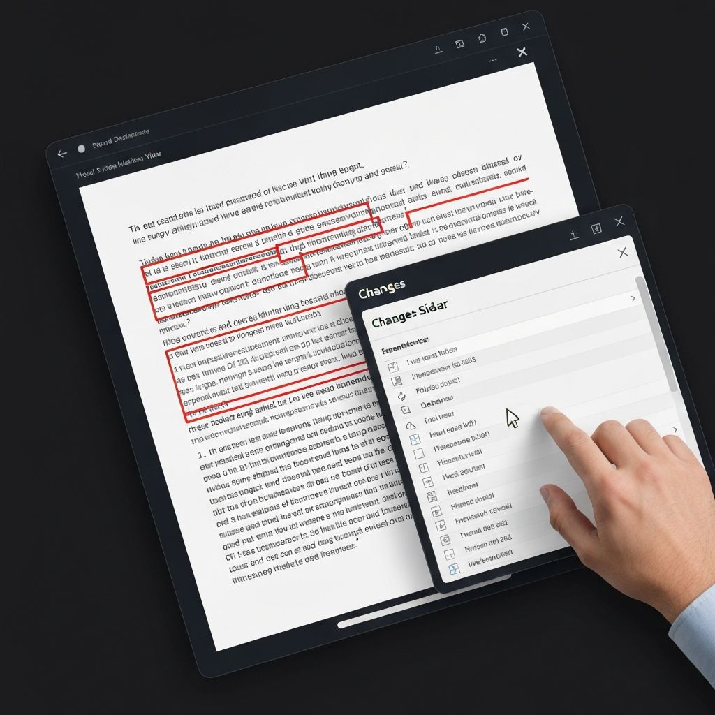 ClauseInk Redline - Markup view with changes sidebar